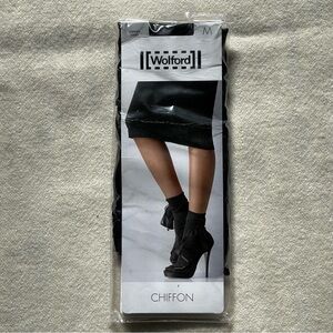 NWT Wolford Sz M Black Chiffon Socks